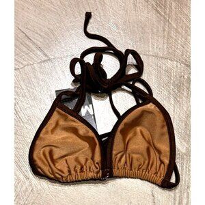 Ma Maya Top S Chocolate Caramel Bikini Top Adjustable Straps Womens Swimwear Nyl